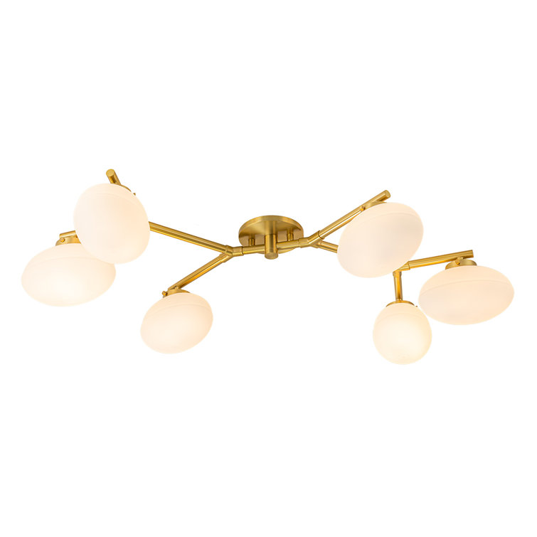 Reep 6 Light Elliptical Opal Glass Semi Flush Mount